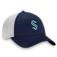 Seattle Kraken Fanatics Core Primary Logo Trucker Adjustable Hat - Deep Sea Blue/White - NHL