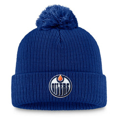 Edmonton Oilers Fanatics Primary Logo Cuffed Knit Hat with Pom - Royal - NHL