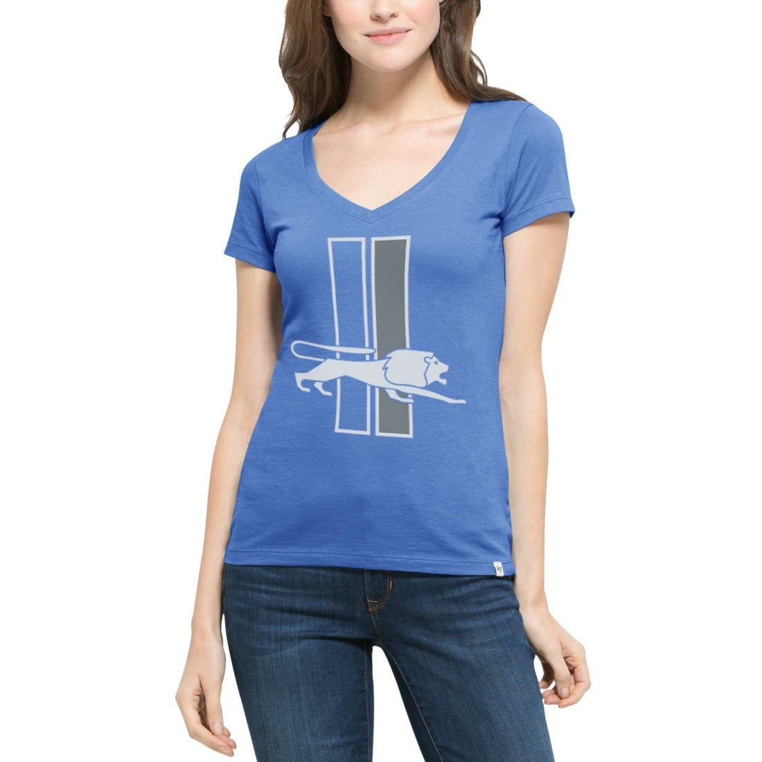 Detroit Lions '47 Women's Crosstown Flanker V-Neck T-Shirt Blue | 47 brand