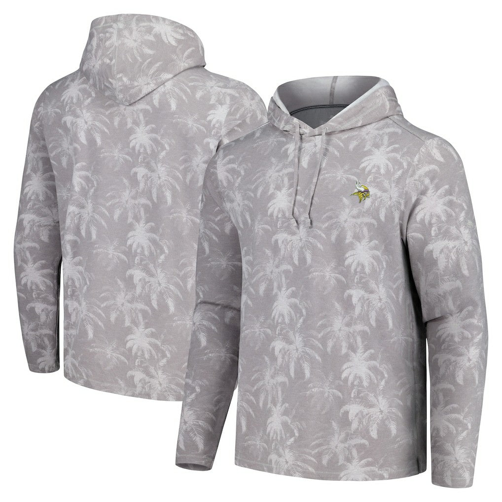 Minnesota Vikings Palm Frenzy Hoodie Long Sleeve T-Shirt Gray | Tommy Bahama
