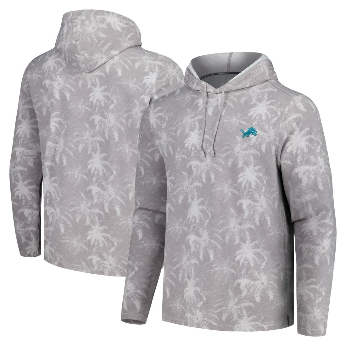Detroit Lions Palm Frenzy Hoodie Long Sleeve T-Shirt Gray | Tommy Bahama