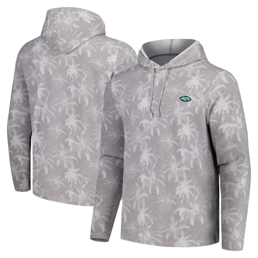 New York Jets Palm Frenzy Hoodie Long Sleeve T-Shirt Gray | Tommy Bahama