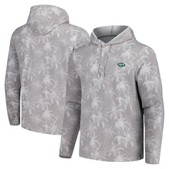 New York Jets Palm Frenzy Hoodie Long Sleeve T-Shirt Gray | Tommy Bahama
