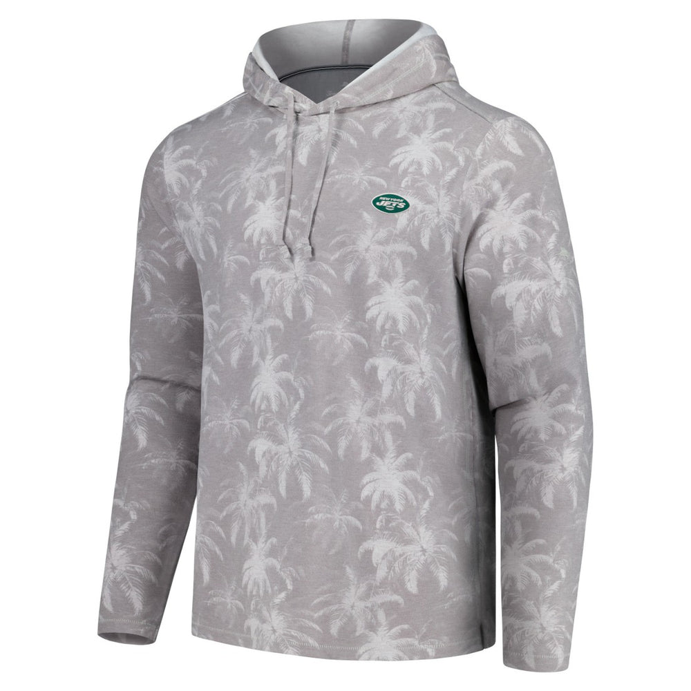 New York Jets Palm Frenzy Hoodie Long Sleeve T-Shirt Gray | Tommy Bahama