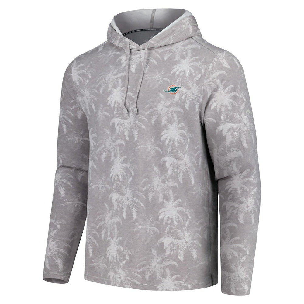 Miami Dolphins Palm Frenzy Hoodie Long Sleeve T-Shirt Gray | Tommy Bahama