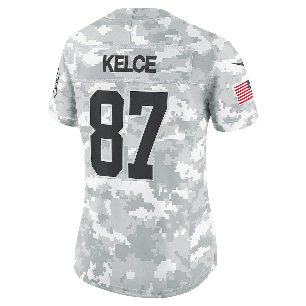 Travis Kelce Kansas City Chiefs Women's 2024 Salute to Service Limited Jersey Arctic Camo | Nike for Sale