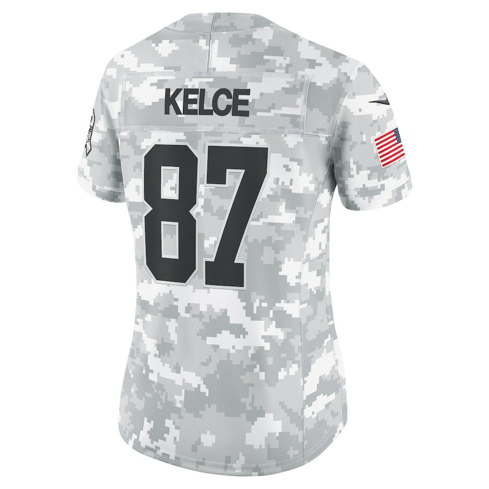 Travis Kelce Kansas City Chiefs Women's 2024 Salute to Service Limited Jersey Arctic Camo | Nike for Sale