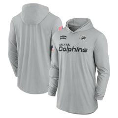 Miami Dolphins 2024 Salute to Service Lightweight Dri-FIT Long Sleeve Hoodie T-Shirt Gray | Nike for Sale