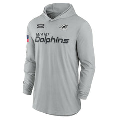 Miami Dolphins 2024 Salute to Service Lightweight Dri-FIT Long Sleeve Hoodie T-Shirt Gray | Nike for Sale