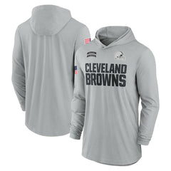 Cleveland Browns 2024 Salute to Service Lightweight Dri-FIT Long Sleeve Hoodie T-Shirt Gray | Nike for Sale