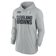 Cleveland Browns 2024 Salute to Service Lightweight Dri-FIT Long Sleeve Hoodie T-Shirt Gray | Nike for Sale