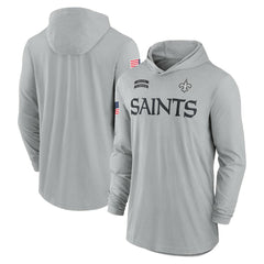 New Orleans Saints 2024 Salute to Service Lightweight Dri-FIT Long Sleeve Hoodie T-Shirt Gray | Nike for Sale