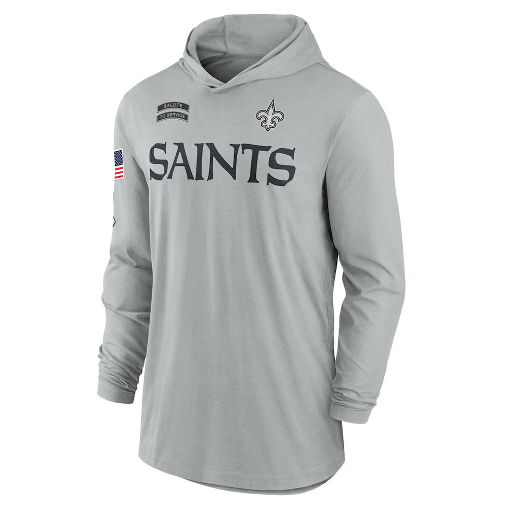 New Orleans Saints 2024 Salute to Service Lightweight Dri-FIT Long Sleeve Hoodie T-Shirt Gray | Nike for Sale