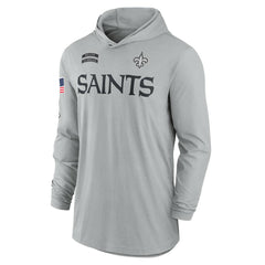 New Orleans Saints 2024 Salute to Service Lightweight Dri-FIT Long Sleeve Hoodie T-Shirt Gray | Nike for Sale