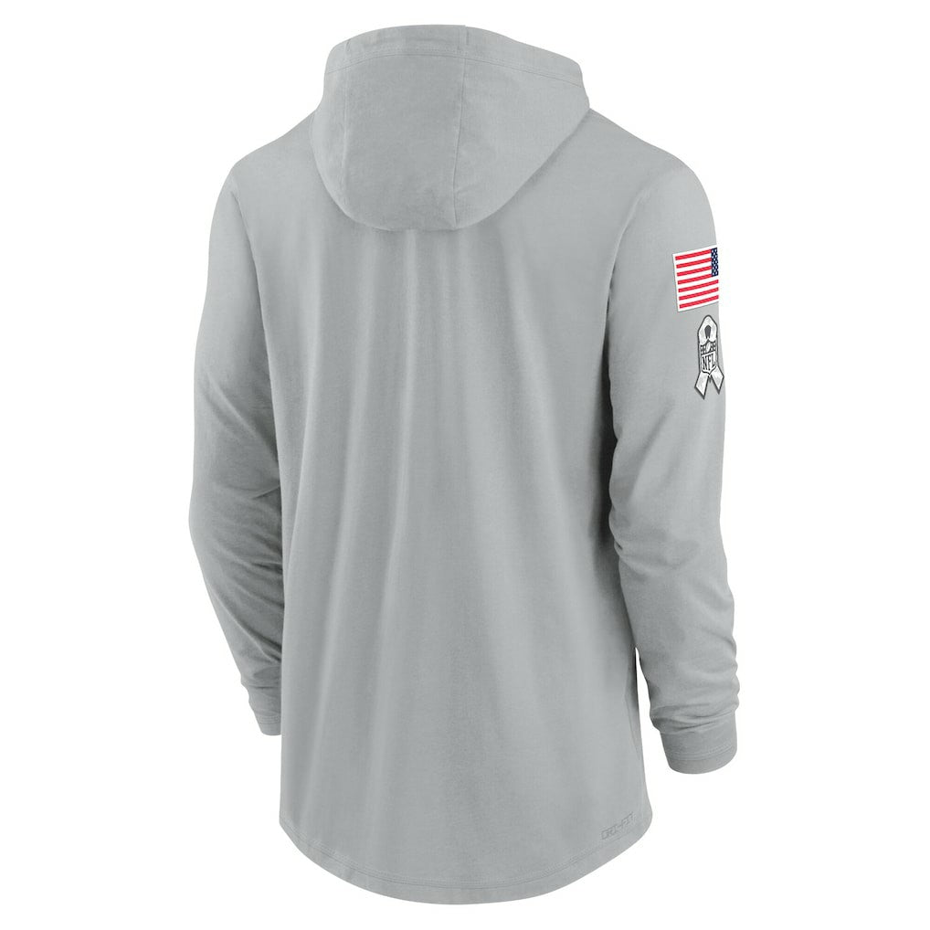 New Orleans Saints 2024 Salute to Service Lightweight Dri-FIT Long Sleeve Hoodie T-Shirt Gray | Nike for Sale