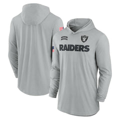 Las Vegas Raiders 2024 Salute to Service Lightweight Dri-FIT Long Sleeve Hoodie T-Shirt Gray | Nike for Sale