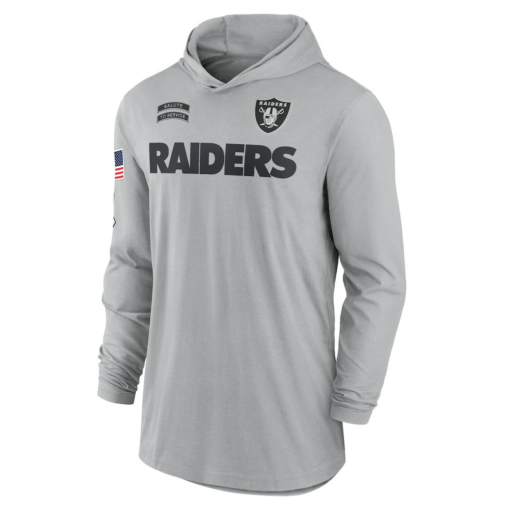Las Vegas Raiders 2024 Salute to Service Lightweight Dri-FIT Long Sleeve Hoodie T-Shirt Gray | Nike for Sale