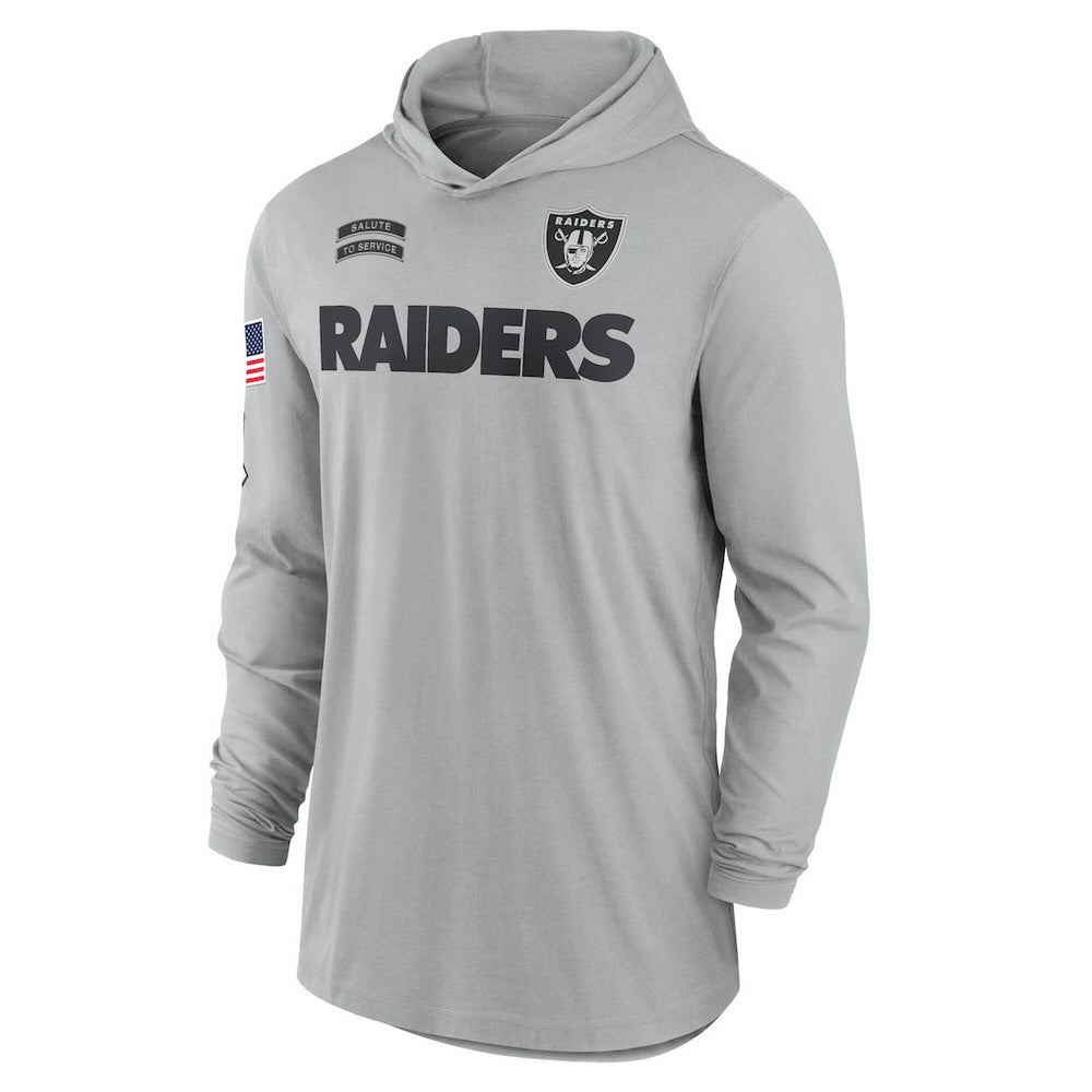 Las Vegas Raiders 2024 Salute to Service Lightweight Dri-FIT Long Sleeve Hoodie T-Shirt Gray | Nike for Sale