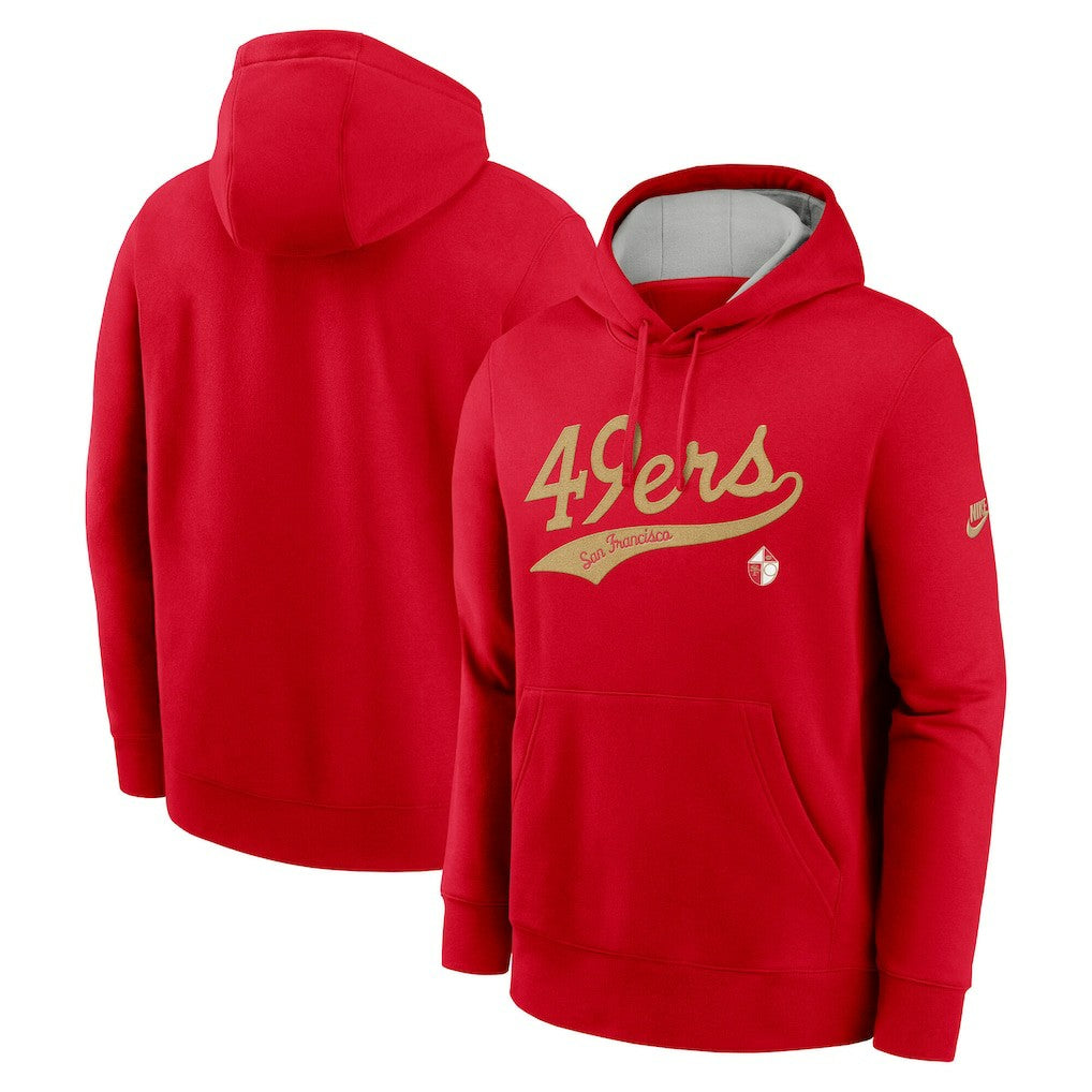 San Francisco 49ers Rewind Club Logo Pullover Hoodie Scarlet | Nike for Sale