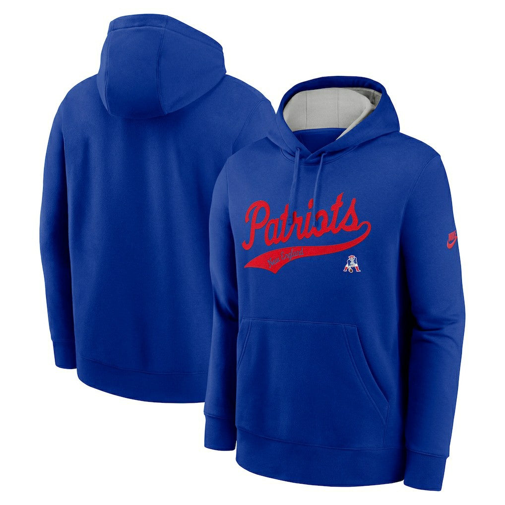 New England Patriots Rewind Club Logo Pullover Hoodie Royal | Nike for Sale