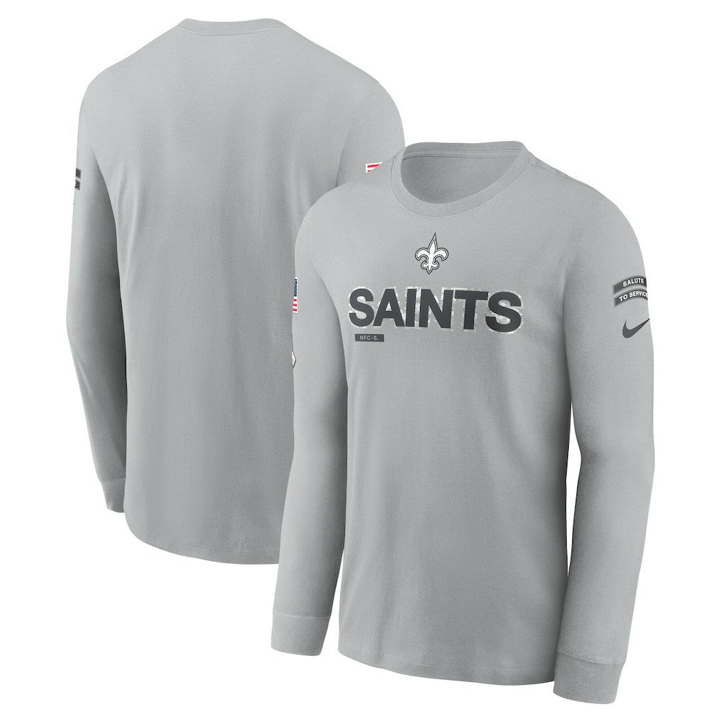 New Orleans Saints 2024 Salute To Service Long Sleeve T-Shirt Gray | Nike for Sale