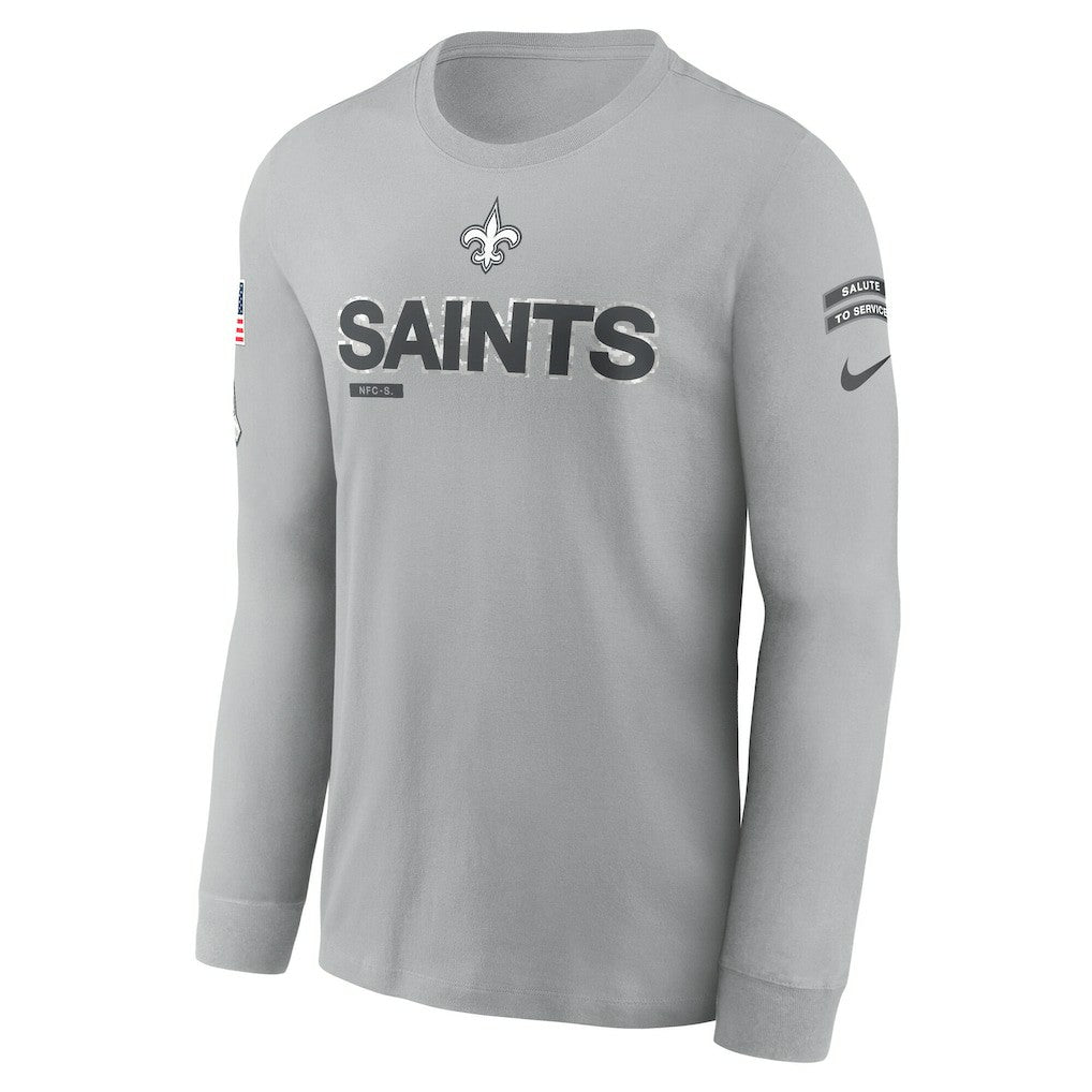 New Orleans Saints 2024 Salute To Service Long Sleeve T-Shirt Gray | Nike for Sale