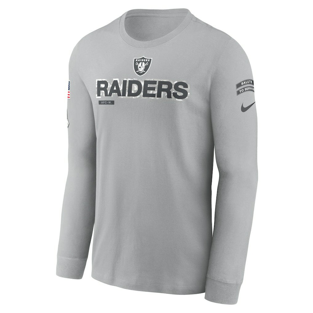 Las Vegas Raiders 2024 Salute To Service Long Sleeve T-Shirt Gray | Nike for Sale