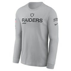 Las Vegas Raiders 2024 Salute To Service Long Sleeve T-Shirt Gray | Nike for Sale