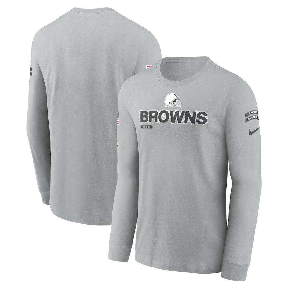 Cleveland Browns 2024 Salute To Service Long Sleeve T-Shirt Gray | Nike for Sale