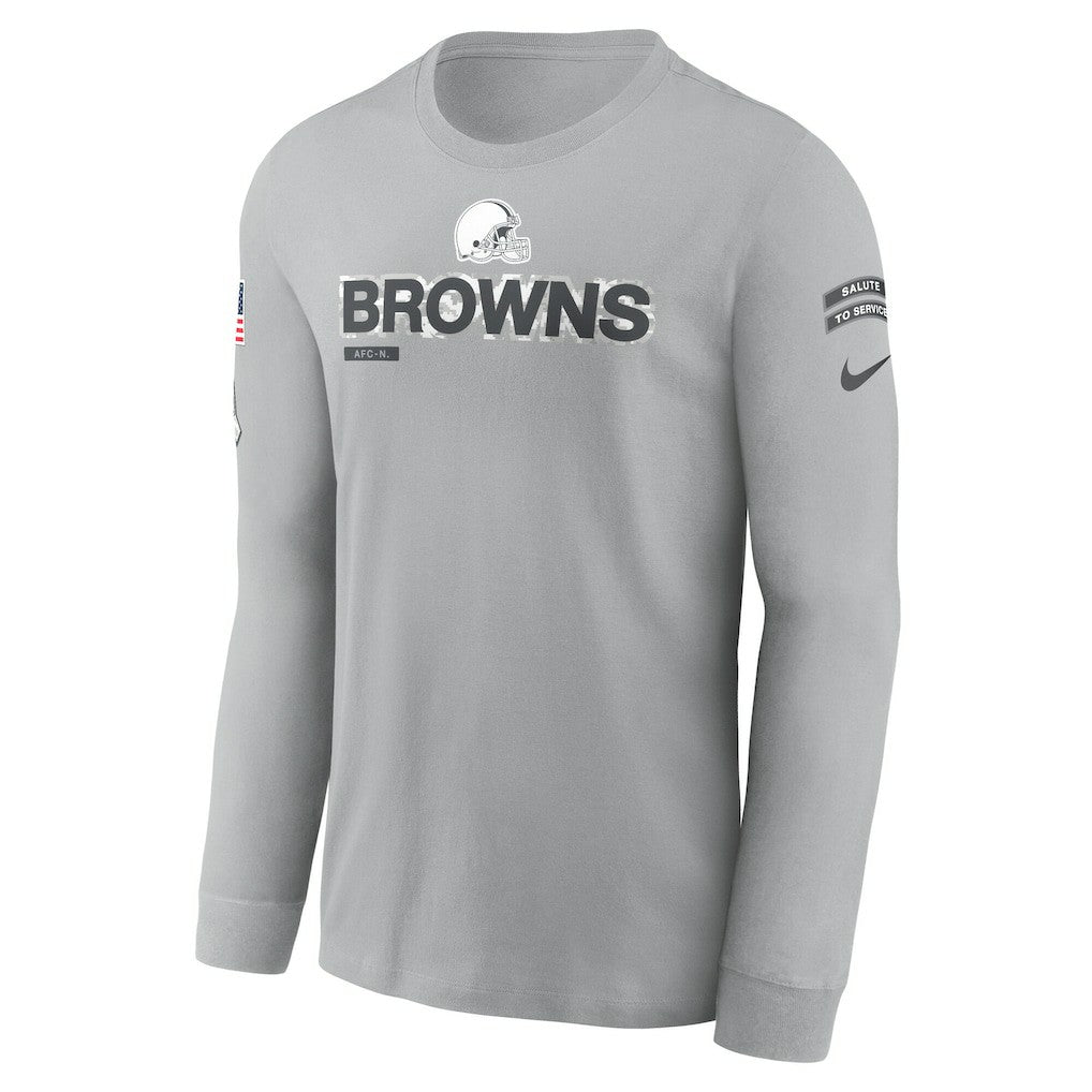 Cleveland Browns 2024 Salute To Service Long Sleeve T-Shirt Gray | Nike for Sale