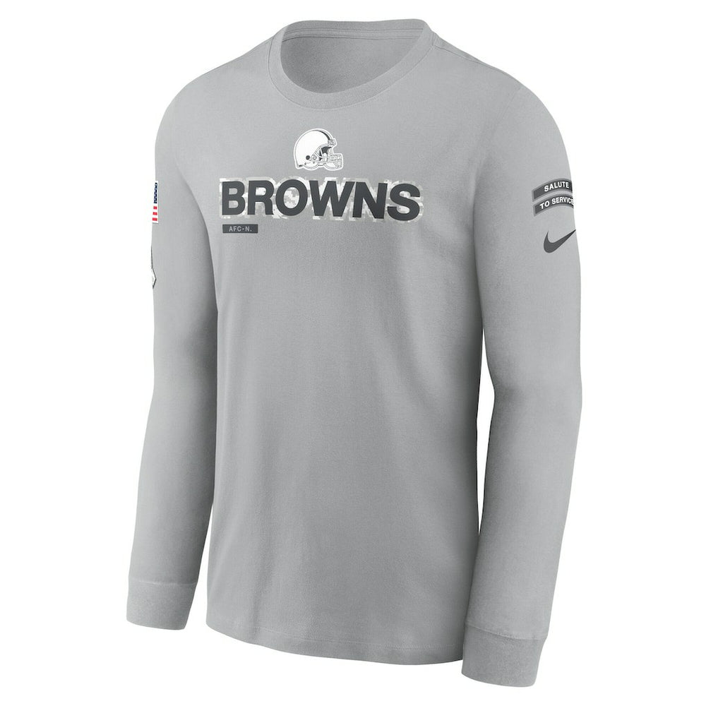 Cleveland Browns 2024 Salute To Service Long Sleeve T-Shirt Gray | Nike for Sale