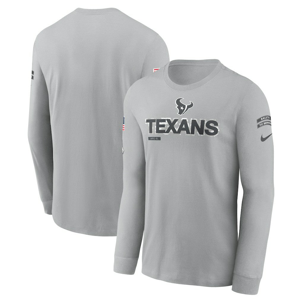 Houston Texans 2024 Salute To Service Long Sleeve T-Shirt Gray | Nike for Sale