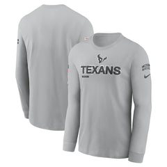 Houston Texans 2024 Salute To Service Long Sleeve T-Shirt Gray | Nike for Sale