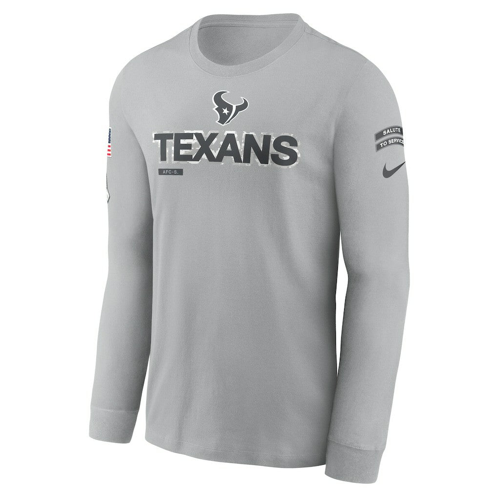 Houston Texans 2024 Salute To Service Long Sleeve T-Shirt Gray | Nike for Sale
