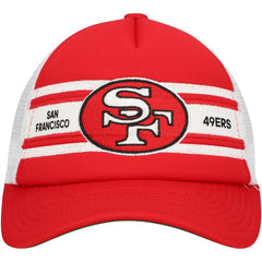 San Francisco 49ers Youth Stripe Trucker Adjustable Hat Scarlet | Mitchell & Ness