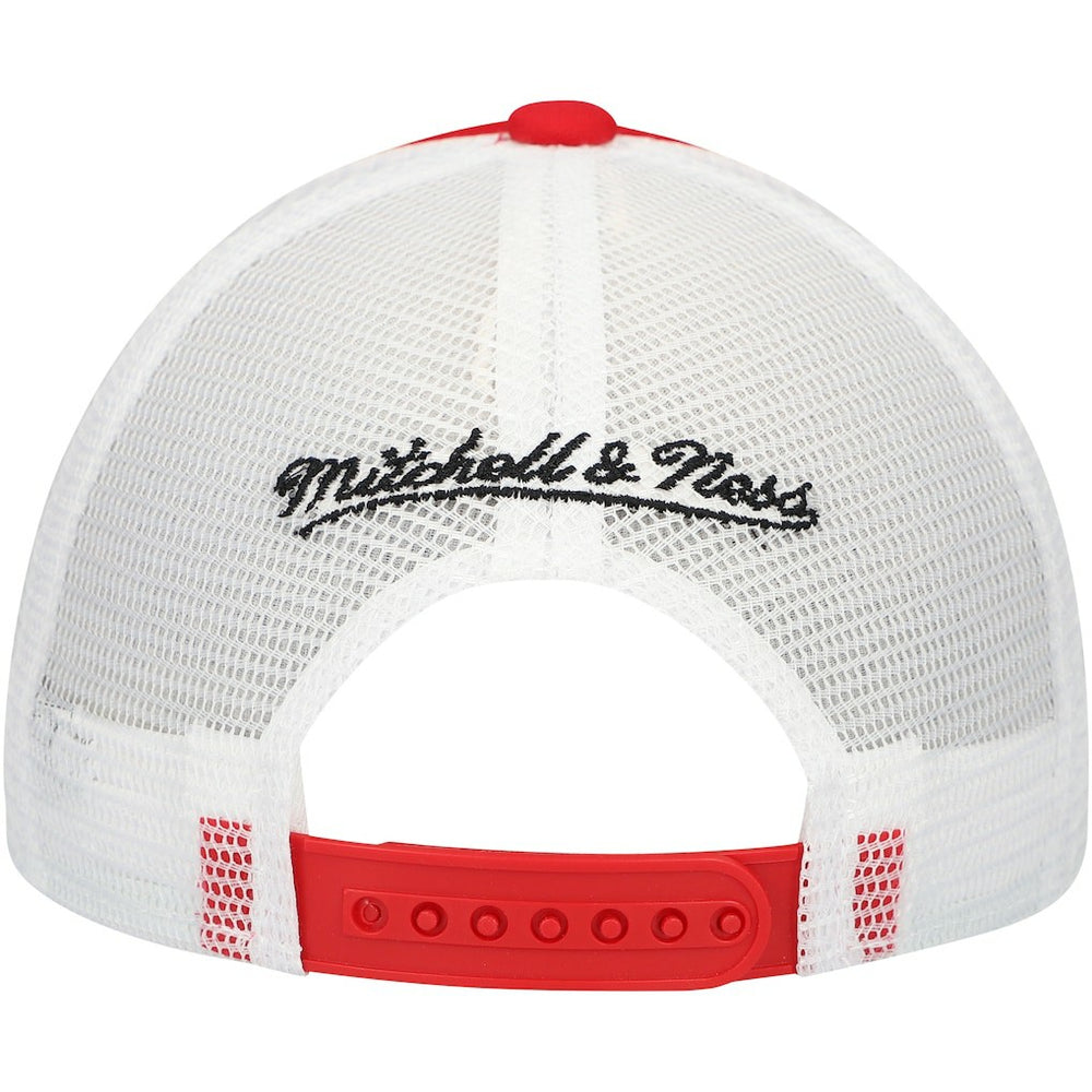 San Francisco 49ers Youth Stripe Trucker Adjustable Hat Scarlet | Mitchell & Ness