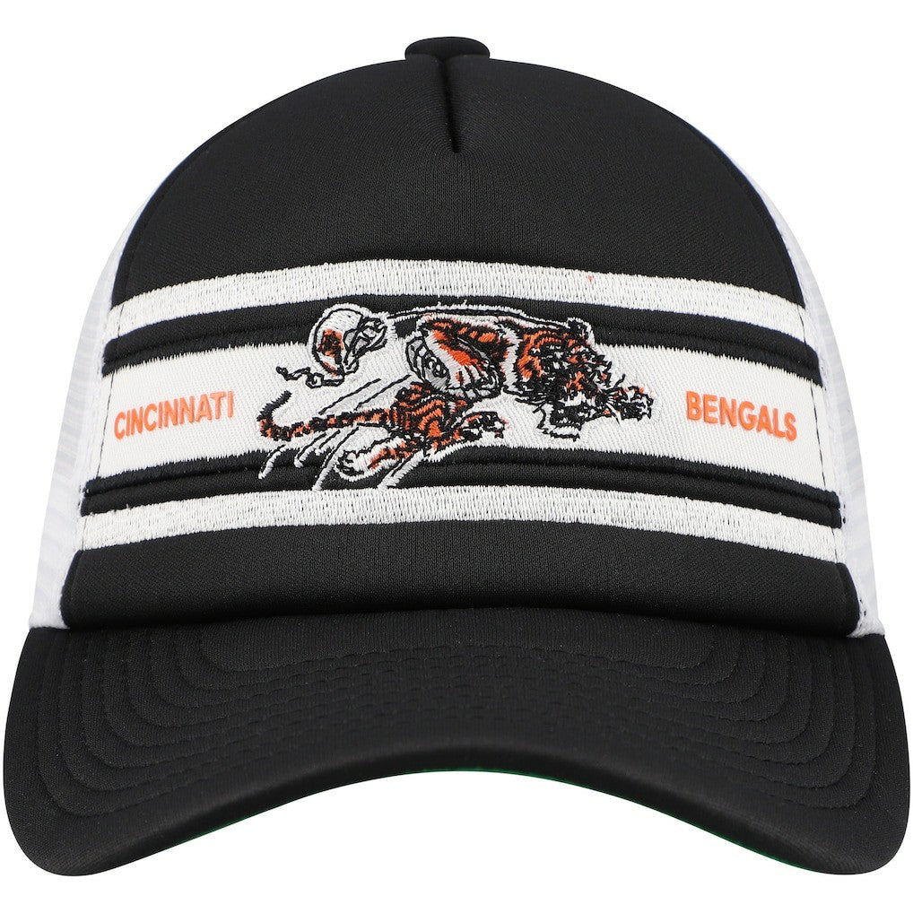 Cincinnati Bengals Youth Stripe Trucker Adjustable Hat Black | Mitchell & Ness