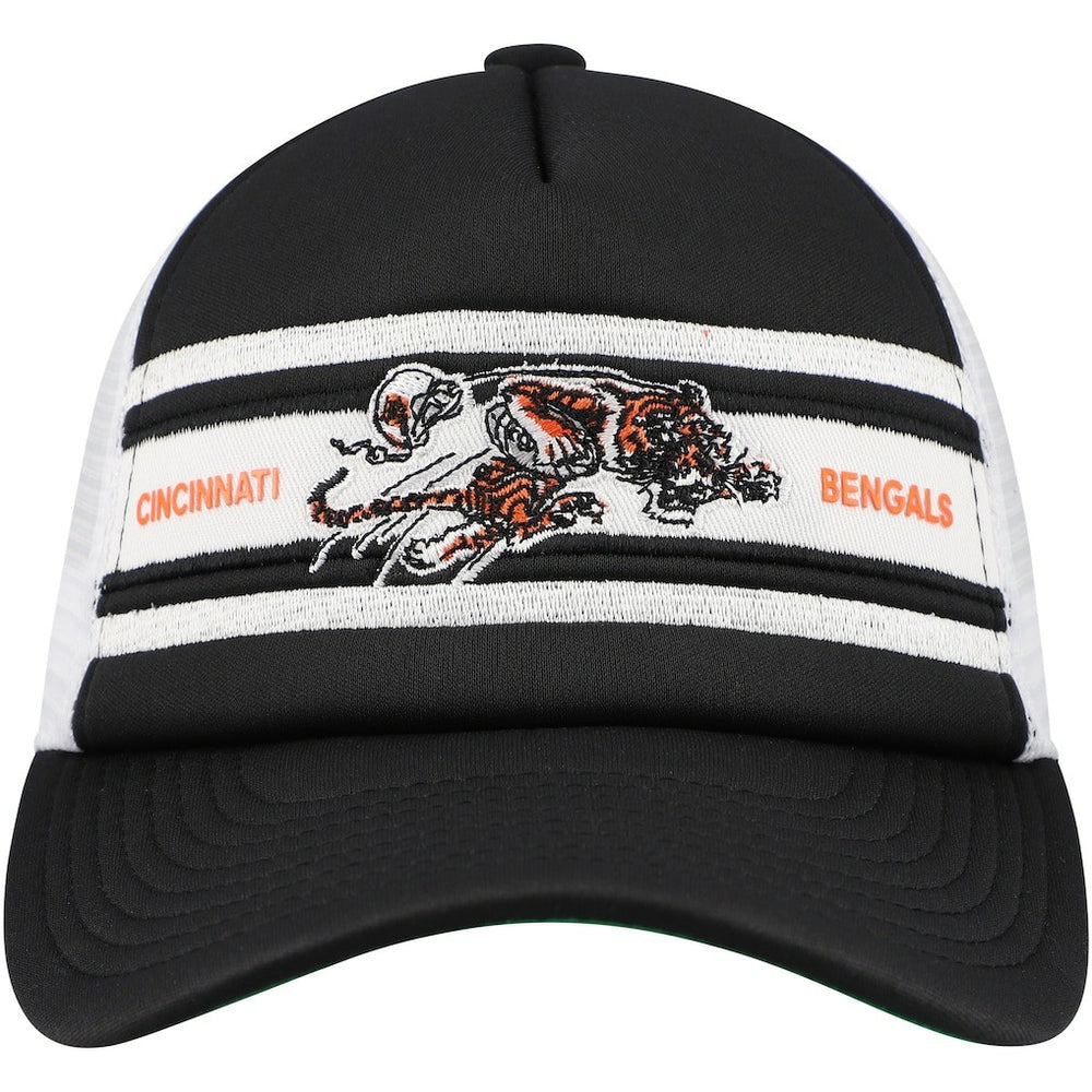 Cincinnati Bengals Youth Stripe Trucker Adjustable Hat Black | Mitchell & Ness