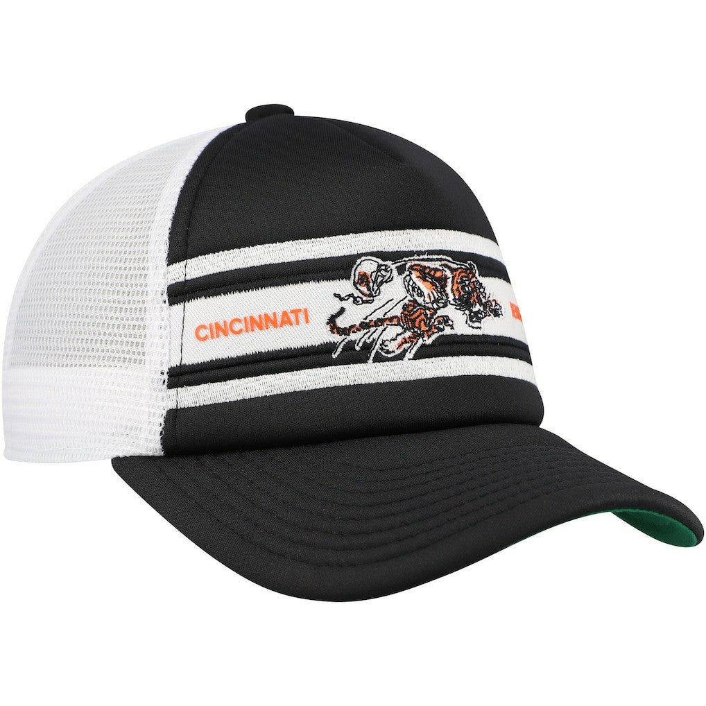 Cincinnati Bengals Youth Stripe Trucker Adjustable Hat Black | Mitchell & Ness