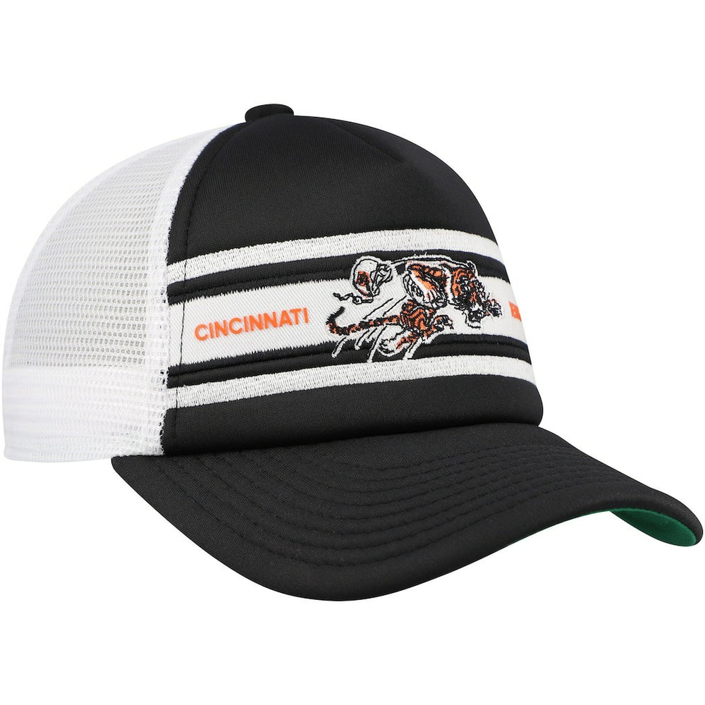 Cincinnati Bengals Youth Stripe Trucker Adjustable Hat Black | Mitchell & Ness