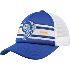 Los Angeles Rams Youth Stripe Trucker Adjustable Hat Royal | Mitchell & Ness