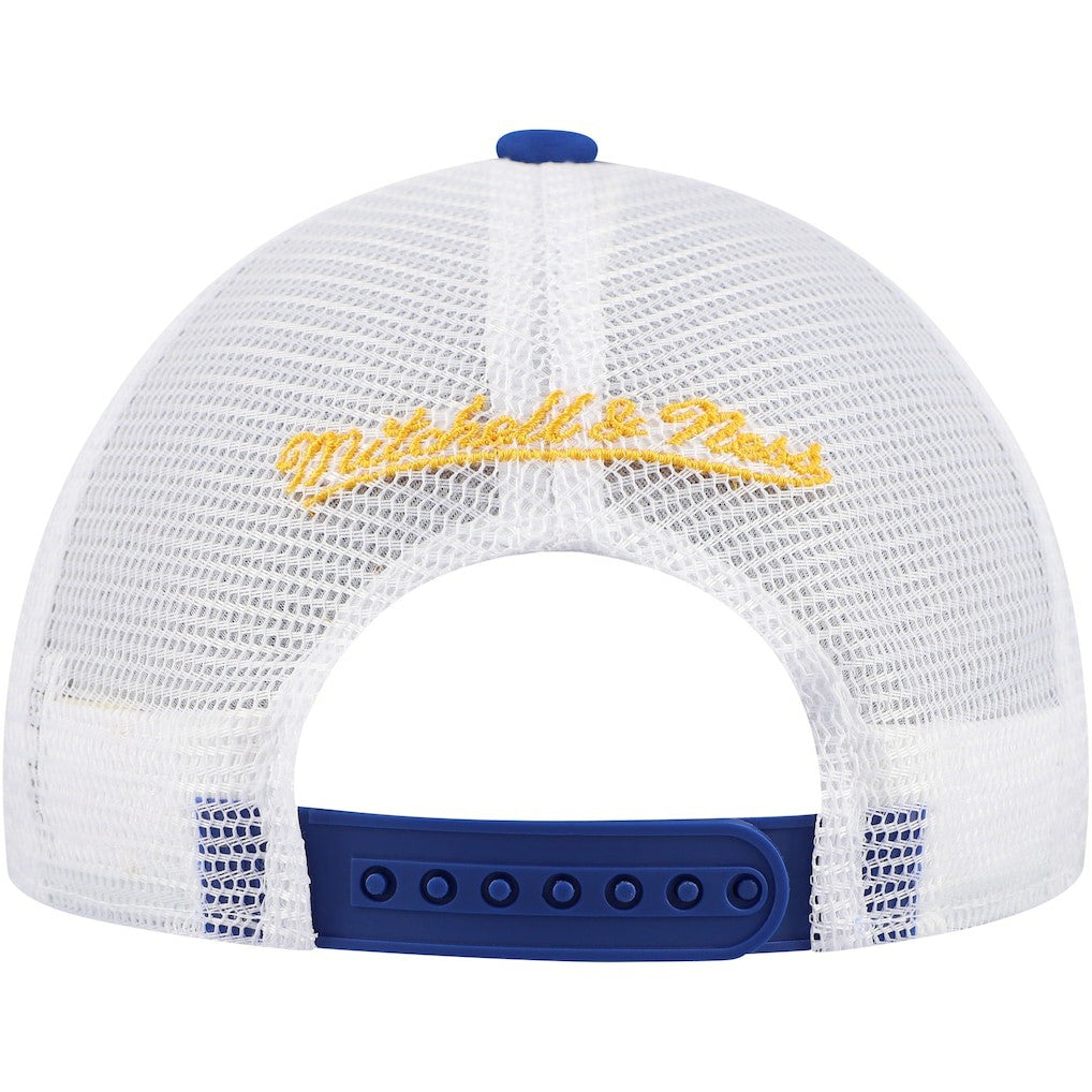 Los Angeles Rams Youth Stripe Trucker Adjustable Hat Royal | Mitchell & Ness