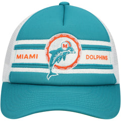 Miami Dolphins Youth Stripe Trucker Adjustable Hat Aqua | Mitchell & Ness