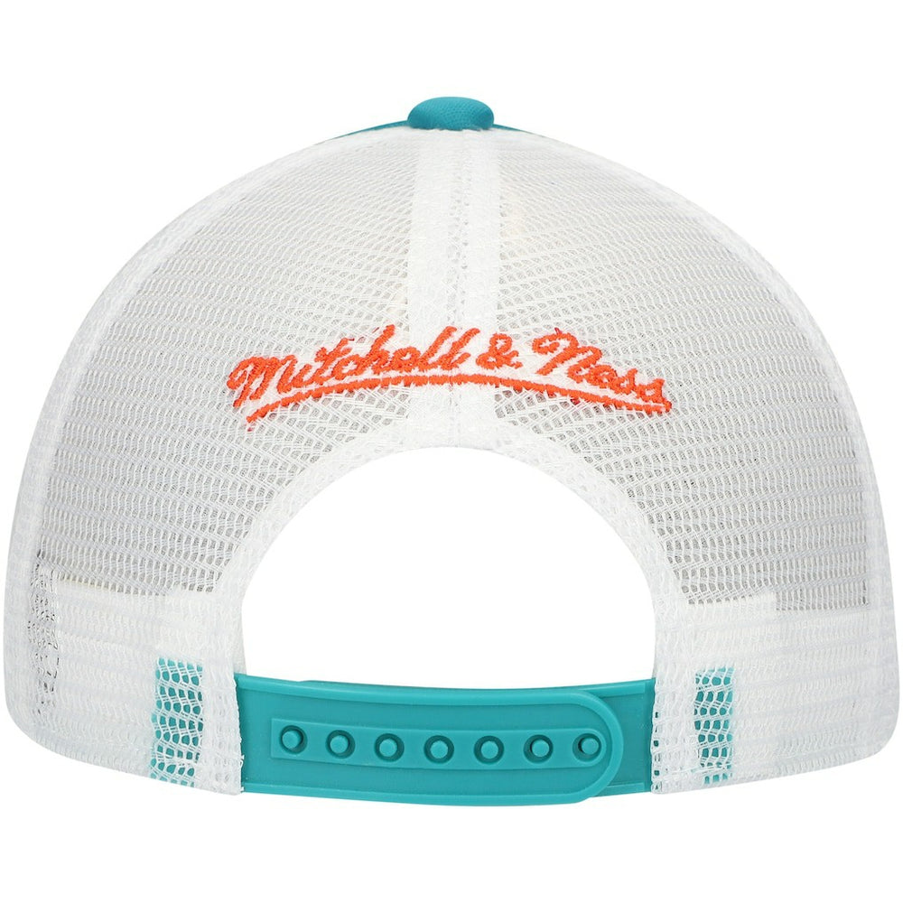 Miami Dolphins Youth Stripe Trucker Adjustable Hat Aqua | Mitchell & Ness