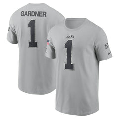 Ahmad Sauce Gardner New York Jets 2024 Salute To Service Name & Number T-Shirt Gray | Nike for Sale