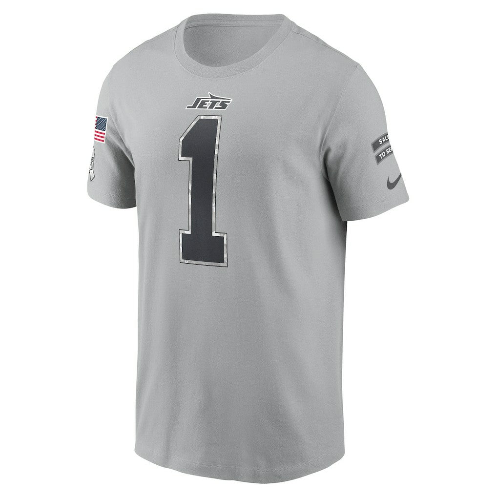 Ahmad Sauce Gardner New York Jets 2024 Salute To Service Name & Number T-Shirt Gray | Nike for Sale