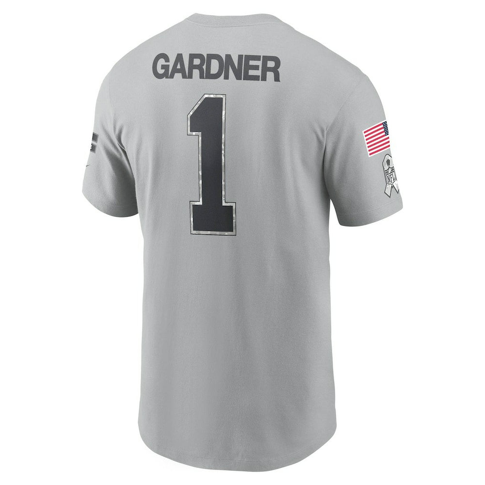 Ahmad Sauce Gardner New York Jets 2024 Salute To Service Name & Number T-Shirt Gray | Nike for Sale