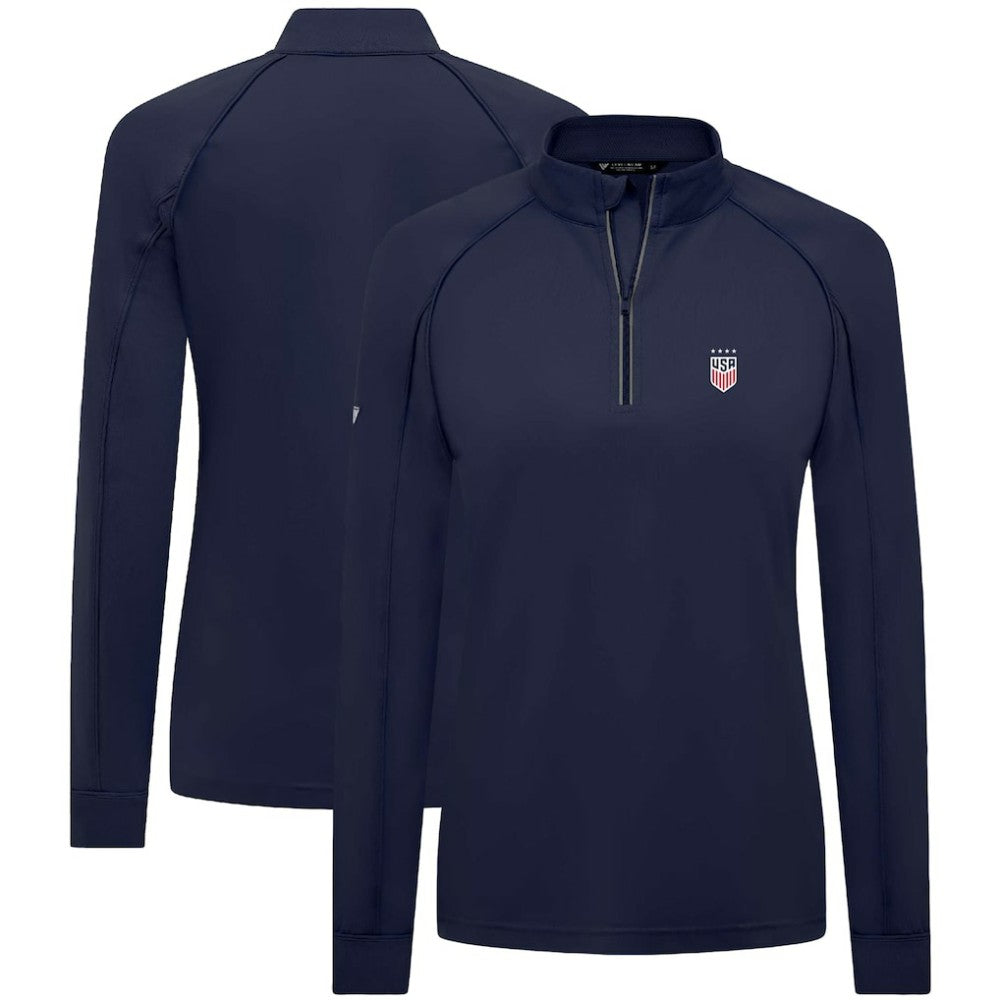 USWNT Levelwear Women's Kinetic Insignia Quarter-Zip Pullover Navy - FIFA World CUP