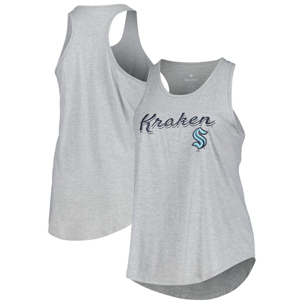 Seattle Kraken Fanatics Women's Plus Size Racerback Tank Top - Heather Gray - NHL