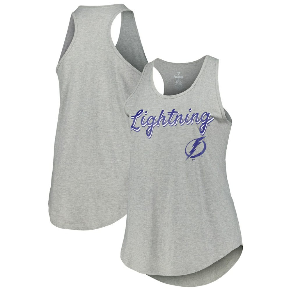 Tampa Bay Lightning Fanatics Women's Plus Size Racerback Tank Top - Heather Gray - NHL